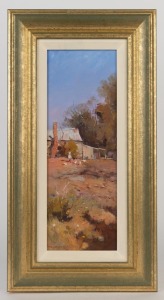 RICHARD CHAMERSKI (1951-2022), Early Morning Chores, 2001, oil on board, signed lower left "Chamerski", 39 x 13cm, 55 x 29cm overall