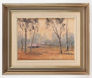 JOHN COLIN ANGUS (1907-2002), Sheds At The Old Homestead, oil on board, signed lower left "J. Colin Angus", titled verso, 30 x 40cm, 50 x 60cm overall