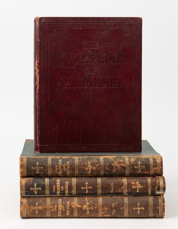 Cyclopedia of Victoria, 3 volumes, together with the Cyclopedia of Tasmania (4 volumes total) 