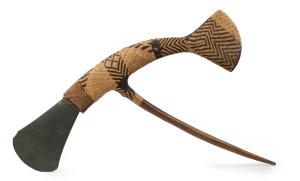 A tribal axe, woven cane, wood and stone, Mount Hagen, Papua New Guinea, 90cm high