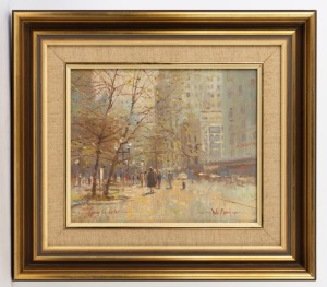 DALE MARSH (1940 - ), George St. Winter, oil on canvas, signed lower-right "Dale Marsh, 1980", 25 x 30cm, 42 x 47cm overall