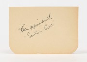 "C. Kingsford Smith / Southern Cross" fine original pen signature together with the name of Smithy's famous aeroplane, on a piece, overall 7.5 x 11cm.