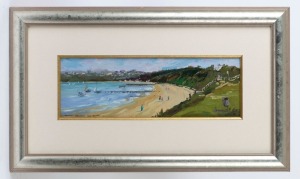 PATRICK FAULKNER, (Australia, 1957 - ), Towards Beaumaris From Mordialloc, oil on board, signed lower right "D. Faulkner, '98", ​​​​​​​13 x 39cm, 36 x 61cm overall