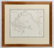 SIDNEY HALL, Pacific Ocean, published by Longman, Rees, et al, 1828, hand-coloured outlines, 43 x 53cm; framed (67 x 74.5cm).