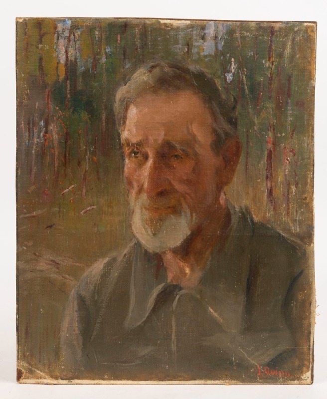 JAMES PETER QUINN (1869-1951) R.P. R.O.I., Portrait of Max Meldrum, oil on canvas laid down on board, ​​​​​​​signed lower right "J. Quinn", 55 x 45cm