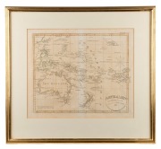 "AUSTRALIEN Nach Mercators Projection, 1816" by C. G. Reichard, antique hand-coloured map, framed and glazed, 48 x 53cm overall