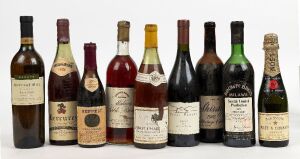 9 assorted bottles of wine and champagne