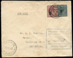 NEW GUINEA - Aerophilately & Flight Covers: 6 Nov.1931 & 7 Jan.1932 (AAMC.P36 & P40) Rabaul - Australia - UK & UK - Australia - Rabaul cacheted covers carried from and to New Guinea by mailboat to connect with the First All-Australian airmail flights by t