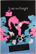 "LEST WE FORGET", 1983 poster by Jillposters, which was active from 1983 to 1988. Screenprint on paper, 75.5 x 51cm