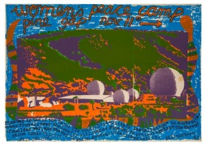 "WOMEN'S PEACE CAMP - PINE GAP NOV 11TH", 1983 poster designed and printed by Jillposters Collective, a women's screen-printing collective in Melbourne that was active from 1983 to 1988. Screenprint on paper, 45 x 64.5cm