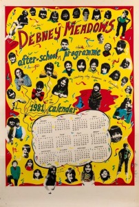 "DEBNEY MEADOWS AFTER SCHOOL PROGRAMME - 1981 CALENDAR", poster designed and printed by Ian Roberston in collaboration with Backyard Press, a screenprinting workshop established in Melbourne in 1978. Screenprint on paper, laminated, 74.5 x 50.5cm