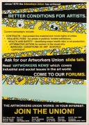 "BETTER CONDITIONS FOR ARTISTS", c. 1985 poster by the Artworkers Union calling for new members. Offset print, 61 x 44cm