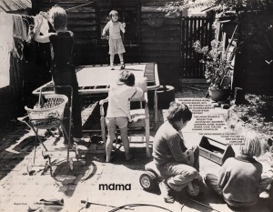 "MAMA", 1985 poster designed by Angela Lynkushka, an Australian photographer whose work is represented in major collections throughout Australia and internationally. Photo offset lithograph printed on paper, 49.5 x 63cm