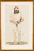 'VANITY FAIR' CRICKET PRINT: "Cricket" (W.G.Grace) by Spy (Sir Leslie Ward), colour lithograph, published June 9 1877, framed & glazed, overall 27x40cm. [The first 'Vanity Fair' cricket print].