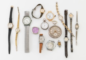 Antique pocket watches and wristwatches, 19th and 20th century, (15 items)