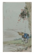 Set of four antique Chinese porcelain panels with figures in landscape, 19th century, ​​​​​​​24 x 14cm each  - 2