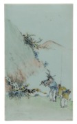 Set of four antique Chinese porcelain panels with figures in landscape, 19th century, ​​​​​​​24 x 14cm each  - 3