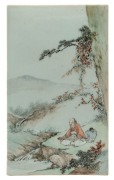 Set of four antique Chinese porcelain panels with figures in landscape, 19th century, ​​​​​​​24 x 14cm each  - 5