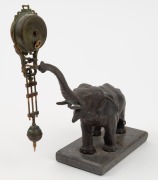 Elephant mystery swinging clock, cast metal and marble, early 20th century, 27cm high - 2