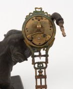Elephant mystery swinging clock, cast metal and marble, early 20th century, 27cm high - 3