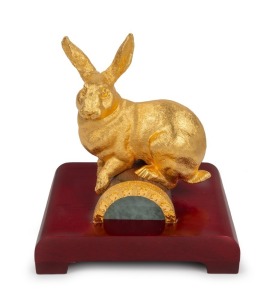 Chinese Year of the Rabbit 24ct gold-encased rabbit, titled "Lasting Prosperity" and numbered 556 from a limited edition of 2288. In original presentation box with certificate of authenticity.&nbsp;18cm high including stand