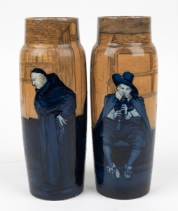 ROYAL DOULTON pair of pottery vases, early 20th century, factory mark to bases, ​​​​​​​23cm high