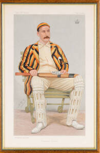 'VANITY FAIR' CRICKET PRINTS: "Australian Cricket" (George Bonnor) by Ape, published Sept 13 1884; "Yorkshire Cricket" (Lord Hawke) by Spy, published Sept 24 1892;  "I Zingari" (John Loraine Baldwin) by Spy, published Sept 5th 1895; "Plum" (Sir Pelham War