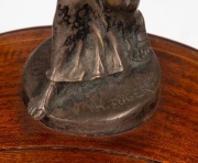 An antique English Goliath oversize pocket watch clock in unusual Sheraton revival case and stand with bronze figural top, retailed by Vickery&nbsp;of Regent Street, London, 19th/20th century, ​​​​​​​124cm high - 3