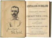 "The Australians in England. A Complete Record of the Cricket Tour of 1884" by Charles Pardon [London, 1884], rebound in green cloth (missing covers). Fair/Good condition.