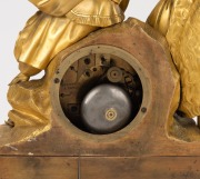 A fine antique French mantle clock in figural ormolu case with eight day time and bell striking movement with silk suspension, one piece enamel dial with Roman numerals, signed "STAUFFERT A PARIS", 19th century, 50cm high - 2