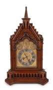 An antique English Gothic style oak cased spring table clock, dial marked "JAMES McCABE ROYAL EXCHANGE, LONDON, 2458", 19th century, note: antique Continental movement. ​​​​​​​77cm high