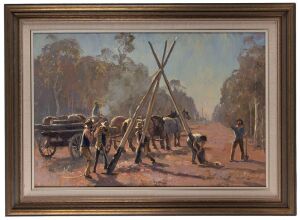 ROBERT JOHN LOVETT (1930 - ), (bush telegraph), oil on board, signed lower right "Robert Lovett", ​​​​​​​54 x 82cm, 74 x 103cm overall