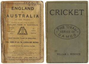 CRICKET BOOKS, noted "England v Australia at the Wicket" by Brumfitt & Kirby [Yorkshire, 1887]; "Cricket" by William murdoch [London, 1894]; "England v Australia - The Story of the Test Matches" by Pentelow [Bristol, 1895]; "Giants of the Game" by Lyttelt