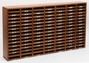 An Australian solid ash desk-top pigeonhole unit, 20th century, 47cm high, 85cm wide, 12cm deep