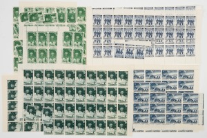 AUSTRALIAN ANTARCTIC TERRITORY: 1959 (SG.2-5) 5d - 2/3 First Pictorials; 100 sets, mostly in blocks or part sheets, fresh MUH. (400). Cat.£875.