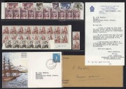 1966-73 Decimal Currency definitives hand-cancelled with Garden Island (NSW) May 1966 datestamps, also signed and hand-dated by APO official Ken Farnell. Selection includes 50c Dampier&nbsp;block of 18, $1 Flinders strip of 10 and $4 King strip of 6. Also supp