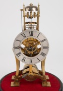 An antique English skeleton clock in glass dome with single train fusee movement, temperature compensated balance wheel with duplex style escapement, and Roman numerals, 19th century, 40cm high overall - 2