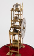 An antique English skeleton clock in glass dome with single train fusee movement, temperature compensated balance wheel with duplex style escapement, and Roman numerals, 19th century, 40cm high overall - 3