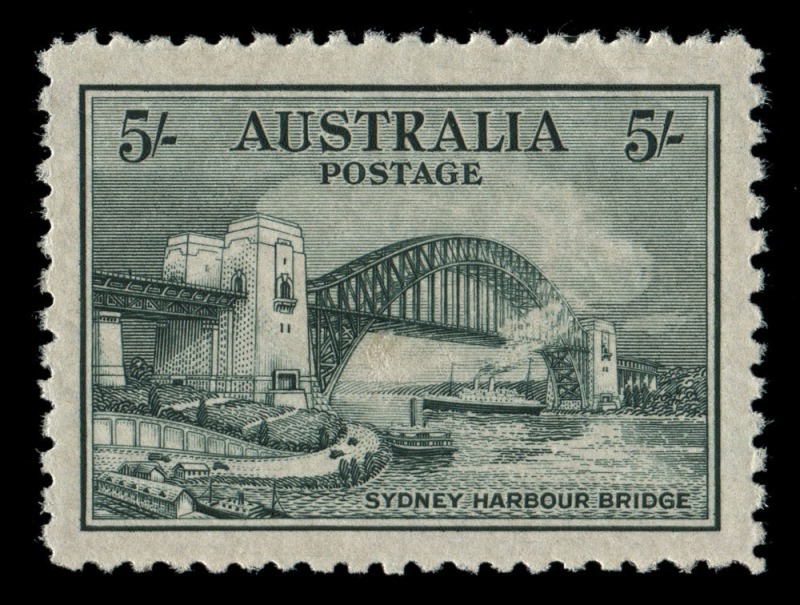 1932 (SG.143) 5/- Sydney Harbour Bridge, excellent centring and fresh MUH.