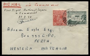 Aerophilately & Flight Covers: 19 Feb.1930 (AAMC.152a) Anthony's Lagoon - Camooweal flown cover carried by A.A.S. to link with the newly established Qantas service from Brisbane and signed by the pilot, Frank Neale. Cat.$400+.