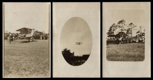 Aerophilately & Flight Covers: HARRY HAWKER FLIES AT ELSTERNWICK, FEBRUARY 1914 Three real photo postcards (unknown photographer) depicting "Hawker's Aeroplane" (on the ground at Elsternwick golf course); "Hawker descending over Elsternwick Hotel"; and, "Hawker and aeroplane at Elsternwick Golf Links, February 1914"; all annotated verso. (3 items).