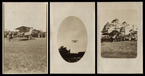 Aerophilately & Flight Covers: HARRY HAWKER FLIES AT ELSTERNWICK, FEBRUARY 1914 Three real photo postcards (unknown photographer) depicting "Hawker's Aeroplane" (on the ground at Elsternwick golf course); "Hawker descending over Elsternwick Hotel"; and, "