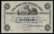 PRIVATE ISSUE BANKNOTE: &nbsp;1881 The Town & Country Bank, South Australia,&nbsp;&pound;1 SPECIMEN, printed by Bradbury, Wilkinson & Co Engravers, London;&nbsp;(MVR2), uncirculated.&nbsp;