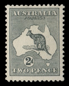 Kangaroos - Second Watermark: 2d Grey, fine & fresh MUH.