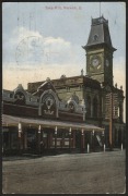 Postal History - World War I - Prisoners Of War Mail: 1915 (Mar.29) use of RP postcard (Warwick Town Hall) with&nbsp;&frac12;d Roo + KGV 1d Reds (2) tied by WARWICK machine cancel and addressed to a POW Officer via the Red Cross in Geneva; with red BRISBANE CENSOR cd - 2