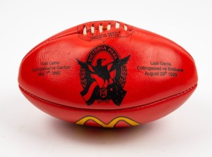 ex NATHAN BUCKLEY COLLECTION: Last game at Victoria Park, v Brisbane, 28 August 1999. Retail version of the souvenir football with black writing, unnumbered.