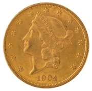 TWENTY DOLLARS 1904, Coronet Liberty head;&nbsp;nearly uncirculated.