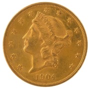 TWENTY DOLLARS 1904, Coronet Liberty head;&nbsp;nearly uncirculated.