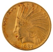 TEN DOLLARS, 1932 Indian Head gold, high grade condition.