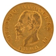 King Vittorio Emanuele II, 20 Lire gold 1864, 1865 & 1868; Mintmarks T and BN on reverse. (3).&nbsp; - 2